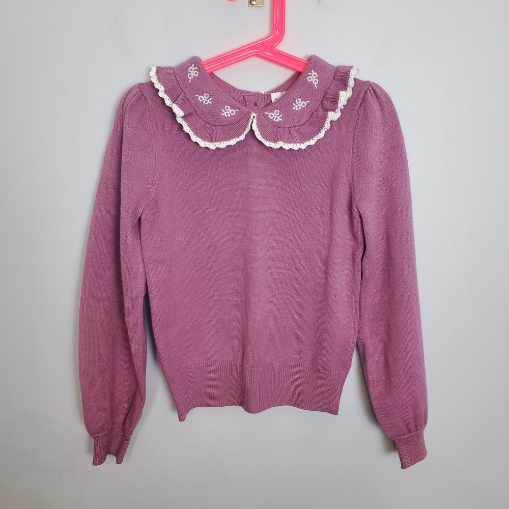Janie and Jack Embroidered Collar Sweater Size 6 NWT